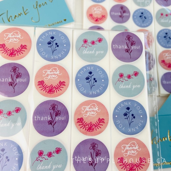 200pcs Thank a you Stickers Mixed Color Wildflower. Shipping Supplies - Picture 1 of 6